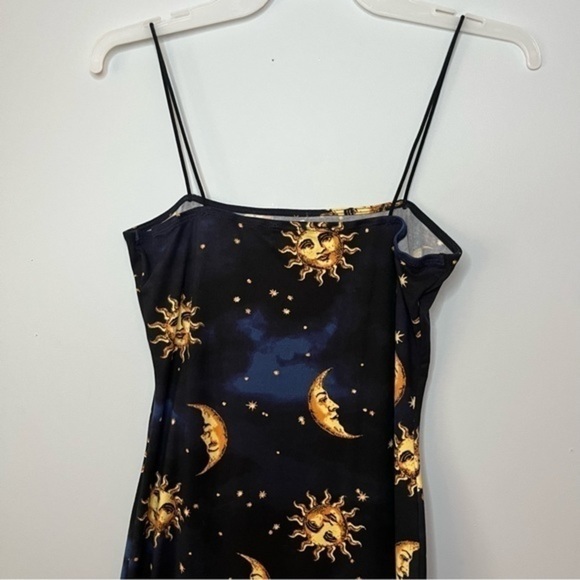 Bear Dance Celestial Gold Sun And Moon Bungee Strap Cami Mini Dress Size Small - Picture 12 of 15